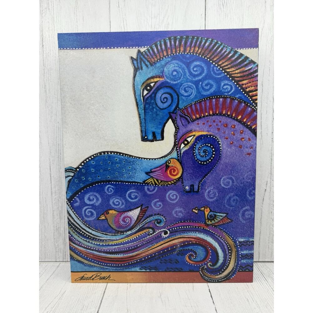 Laurel Burch Aquatic Mares Canvas Print 12” X 16” Vtg Whimsy Folk Art
